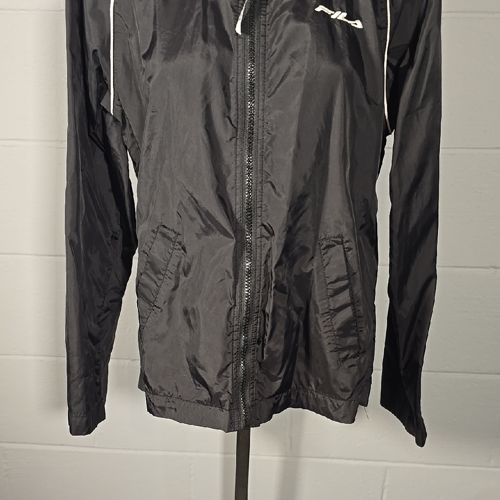 Fila Black and White Windbreaker with High Collar and Piping - Picture 4 of 8